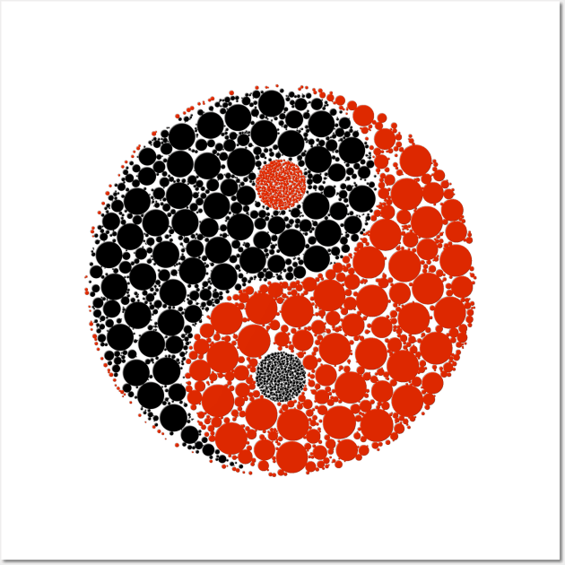 Yin Yang Black and Red Graphic Design Wall Art by AdrianaHolmesArt
